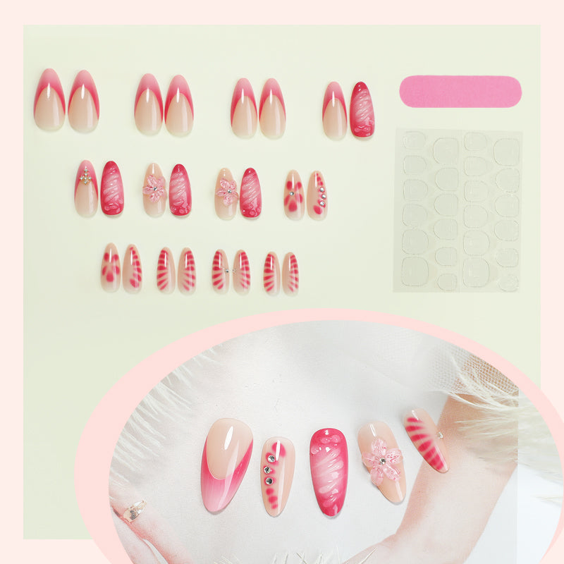 DBO Pure Hand-made Press On Nails With 3D Flower # 98-58
