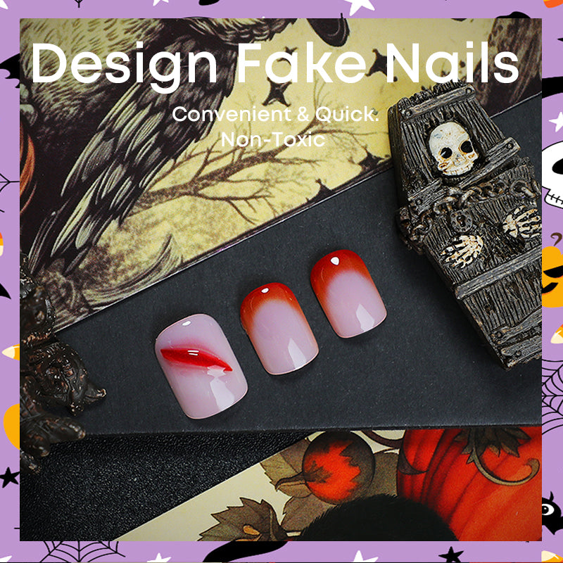 DBO  Beautiful Pure Hand-made Press On Nails For Halloween # 98-15