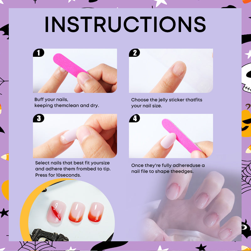 DBO  Beautiful Pure Hand-made Press On Nails For Halloween # 98-15