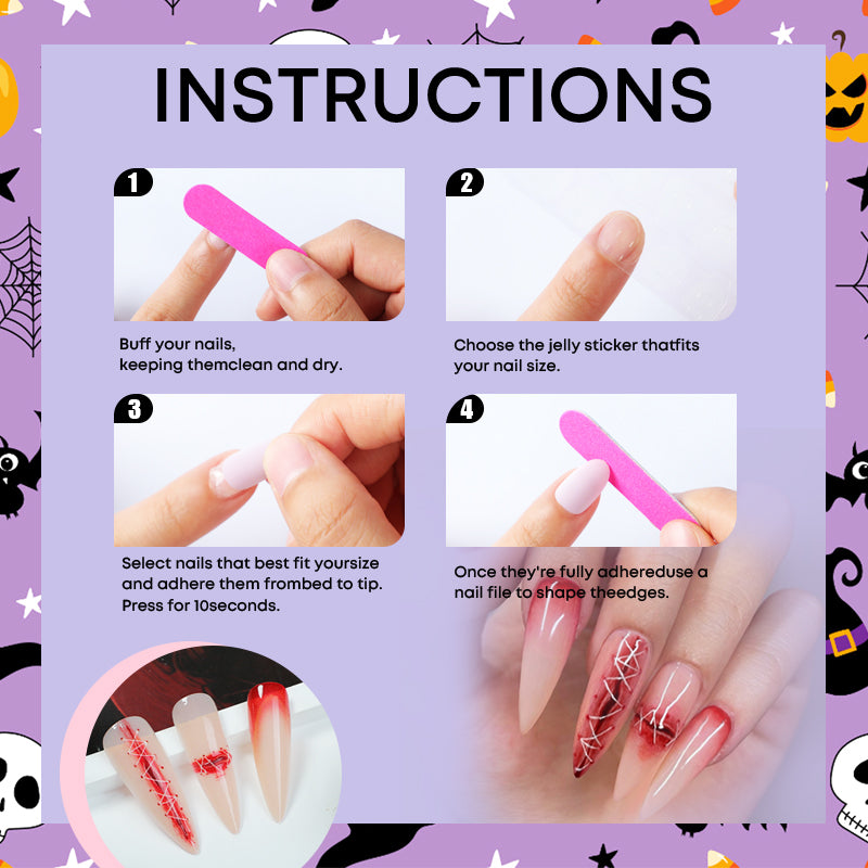 DBO Beautiful Halloween Pure Hand-made Press On Nails # 98-16