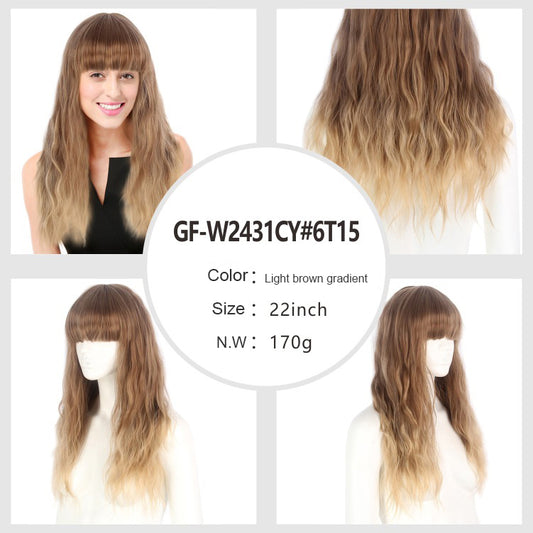 DBO MALL GF-W2431CY#6T15  Blonde Wig, Long Ombre Blonde Wavy Wigs for White Women Lady