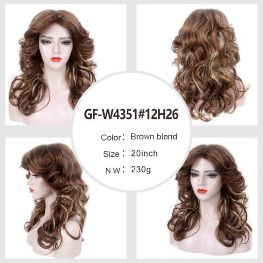 DBO MALL GF-W4351#12H26 70s Brown Highlight Disco Wig Farrah Fawcett Wigs for Women Lady