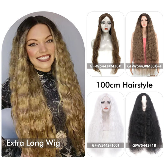 DBO MALL30 Inch Ombre Honey Blonde Wig Long Curly Synthetic Hair Wigs