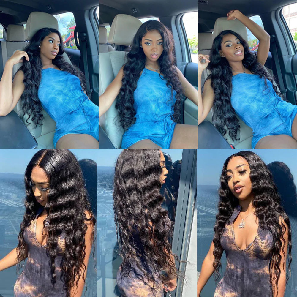 DBO MALL Loose Wave Human Hair Wig with 13x4 Lace Frontal.